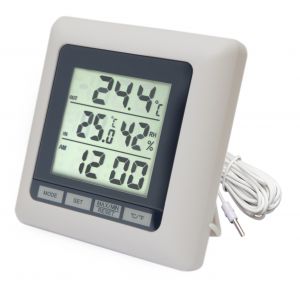 Комнатно-уличный термометр с влажностью и часами ТМ-1011 ― RadioMarket
